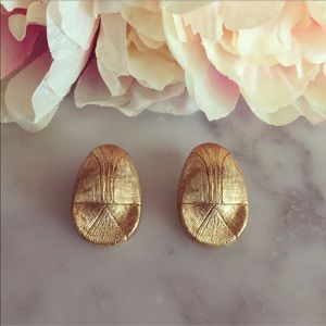 Textured Gold Tone Stud Earrings